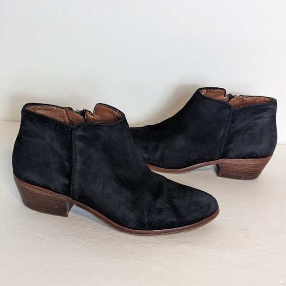 Sam Edelman Western Petty Suede Boot Black Leather Boho Stagecoach 7.5 - Picture 2 of 11